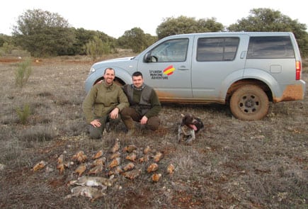 red legged partridges parade with french customers and friends